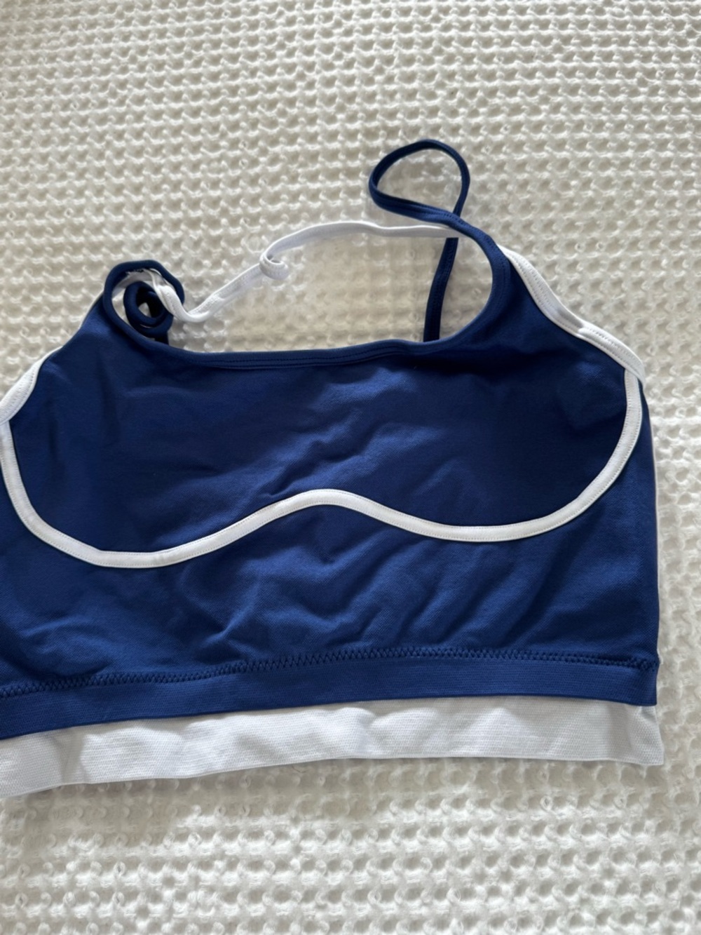 Women’s Navy Blue Swim Top with White Trim